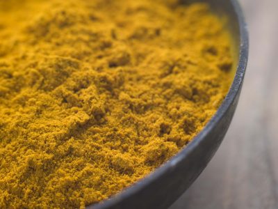 Close up Dish of Ground Dried Turmeric